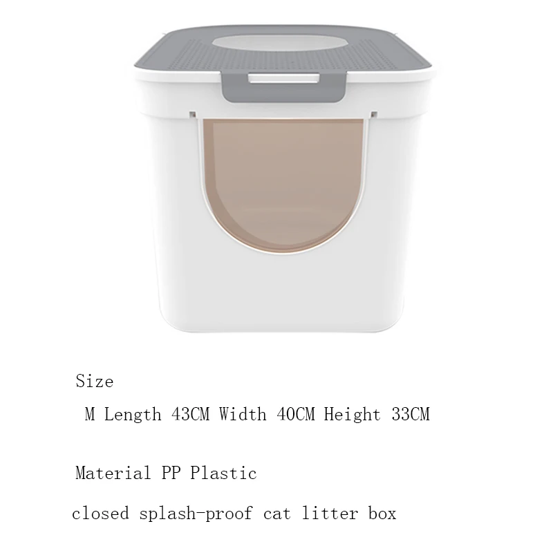 Plastic Cat Toilet Training Kit Litter Box Totally Closed Design Top Entry Cat Sandbox Tray Toilet Bedding Training