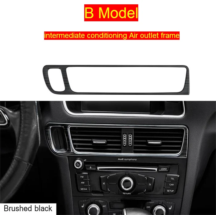 B Model Black Автомобильный Стайлинг, углеродное волокно для Audi Q5, Центральная панель переключения передач, крышка стакана воды, наклейки, отделка интерьера, авто аксессуары - Название цвета: B Model Black