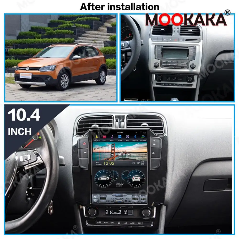 Автомобильный GPS навигатор в стиле Tesla Android 9 0 4 Гб + 64 ГБ для Volkswagen POLO 2012 2019 стерео
