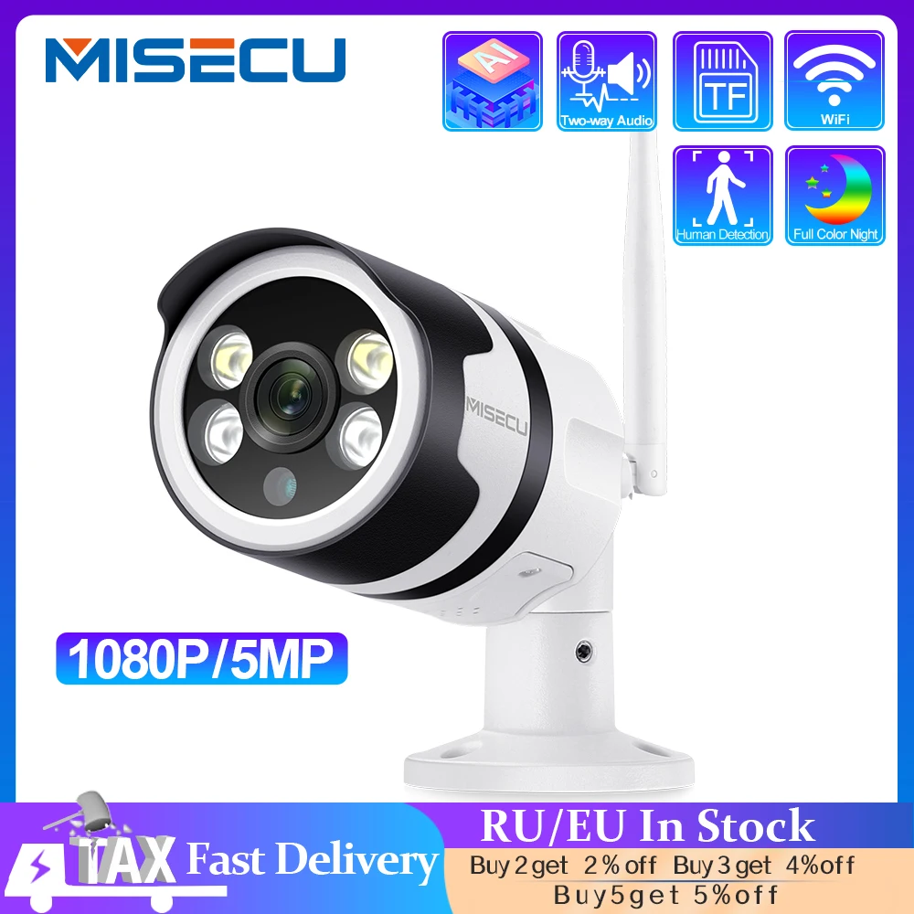 Miecu-cámara IP inalámbrica de 1080 MP y P, Audio bidireccional para exteriores, impermeable, Color noche, P2P, ONVIF, seguridad CCTV, Wifi, cámara de 2MP de Metal