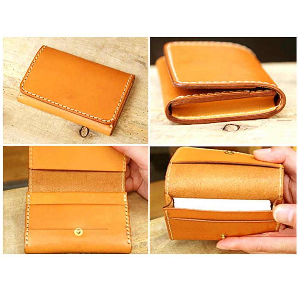 diy Leather craft cardholder name card bag wallet kraft paper sewing pattern hollowed stencil template 11.5x7.5x2.5cm
