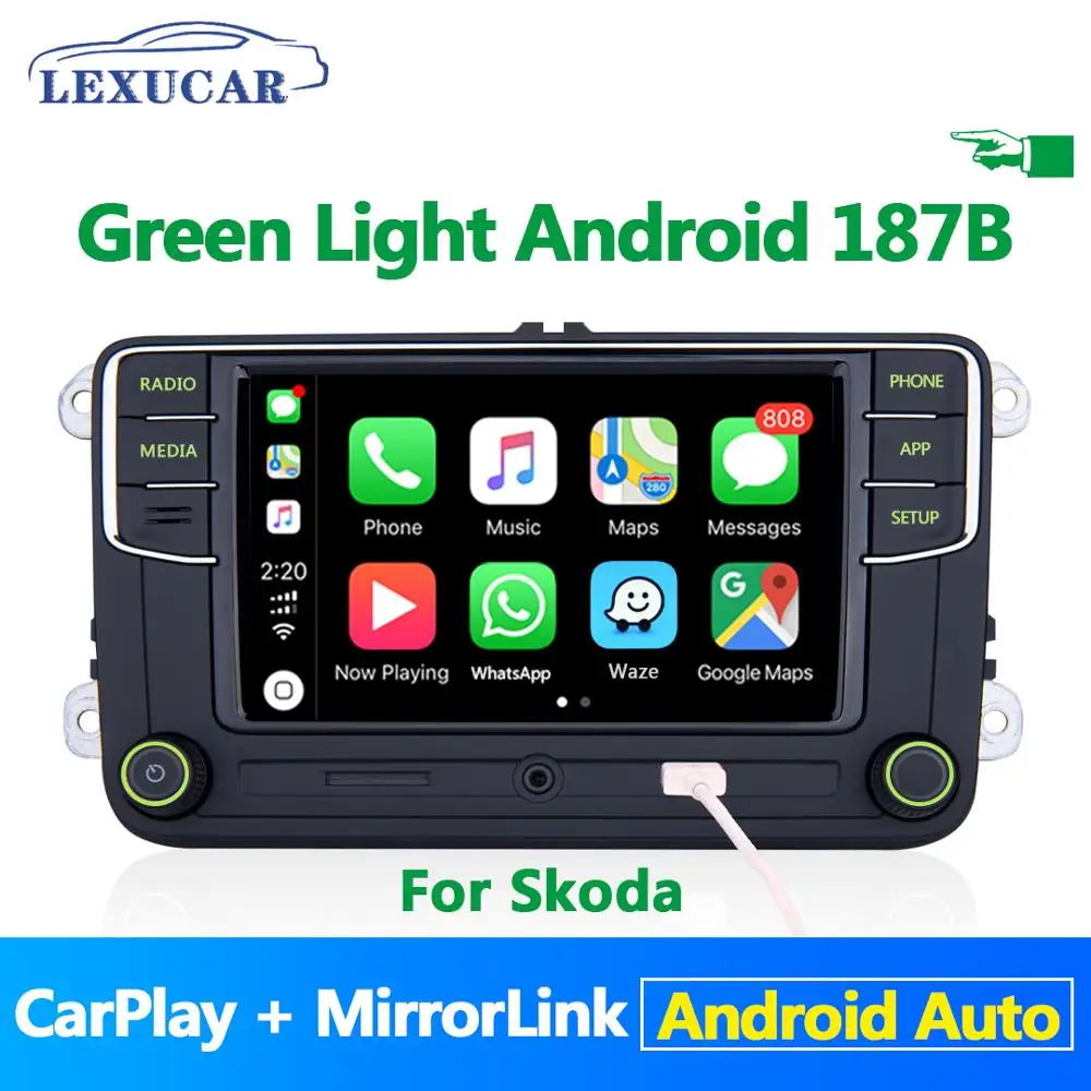 Зеленая кнопка светло зеленого меню Android Авто Carplay Noname RCD330 RCD330G Plus для Skoda Octavia Fabia