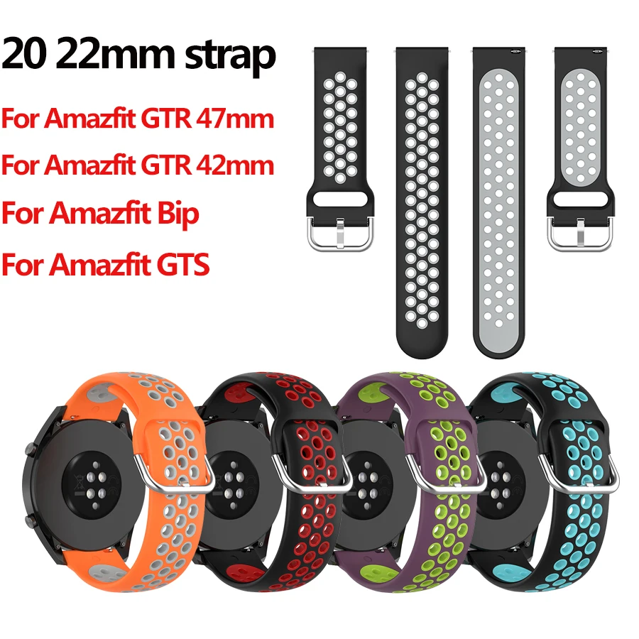 20 мм 22 ремешок для часов Amazfit GTR 47 42 смарт-браслет Bip/GTS браслет Huawei GT2 | Электроника