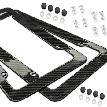 

Universal 2pcs License Plate Frame Carbon Fiber Plastic License Plate Frame Bracket with Standard Screw Kits