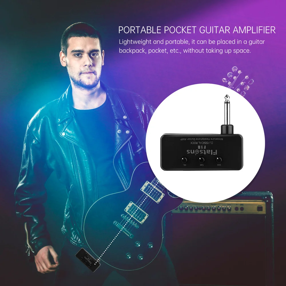 1 Set Miniature Bass Guitar Headphone Amp Mini Portable Pocket Guitar Amplifier