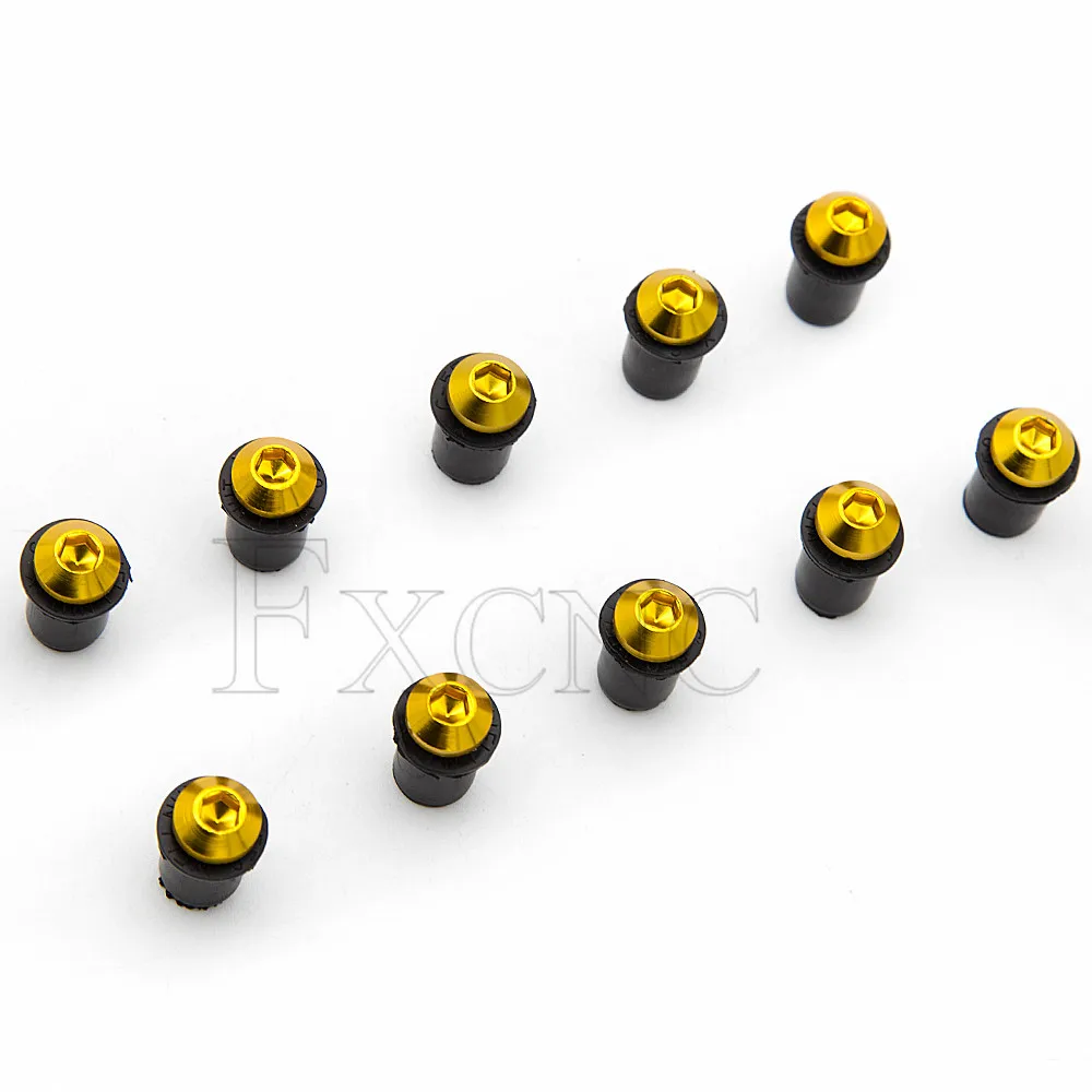 Motorcycle Fasteners 10PCS Aluminum Motorcycle M5 X 15mm Windshield Bolt Windscreen Screws Nut Fastener For Honda Suzuki Kawasaki Yamaha Ducati
