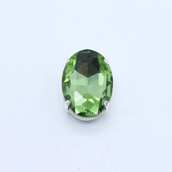lt green 6p 20x30 мм овальные бусины для изготовления ювелирных изделий из хрустального стекла для пошива камня плоские с оборота пришивные стразы серебряный коготь DIY ремесло свадебное платье - Цвет: lt green