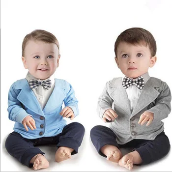 

Long Sleeve Gentleman Fashion Spring Autumn Baby Boys Set Rompers for Baby Boys Hot Sale Baby Clothes Overalls W Grey Cotton