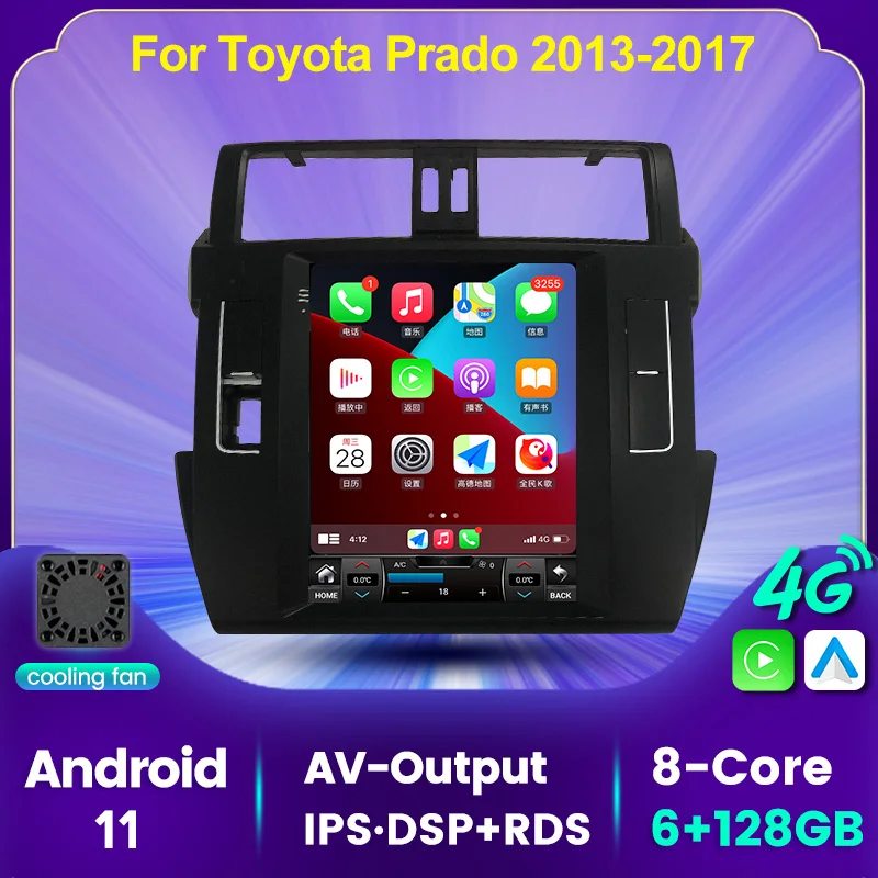 NaviFly Android 11 для Toyota Land Cruiser Prado 150 2013 - 2017 Tesla Style автомобильное радио мультимедийный