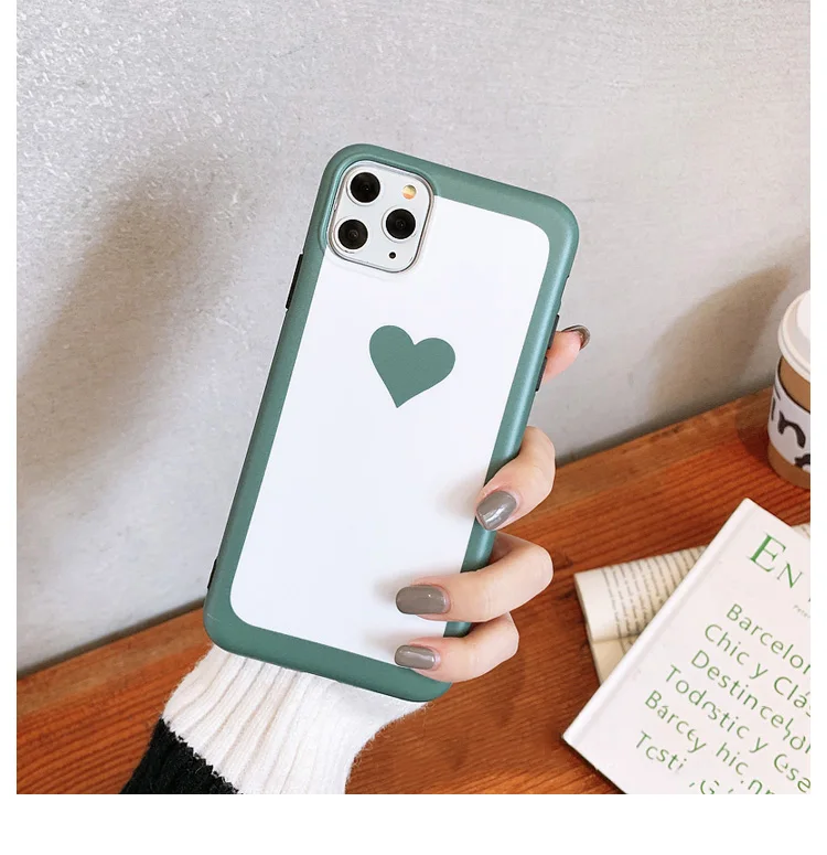 Зеленый GlamPhone чехол простое любовное сердечко чехол для телефона для iPhone11Pro/Max X XS Max XR Мягкий силиконовый чехол для iPhone11 7 8 6 6s Plus чехол - Цвет: Зеленый
