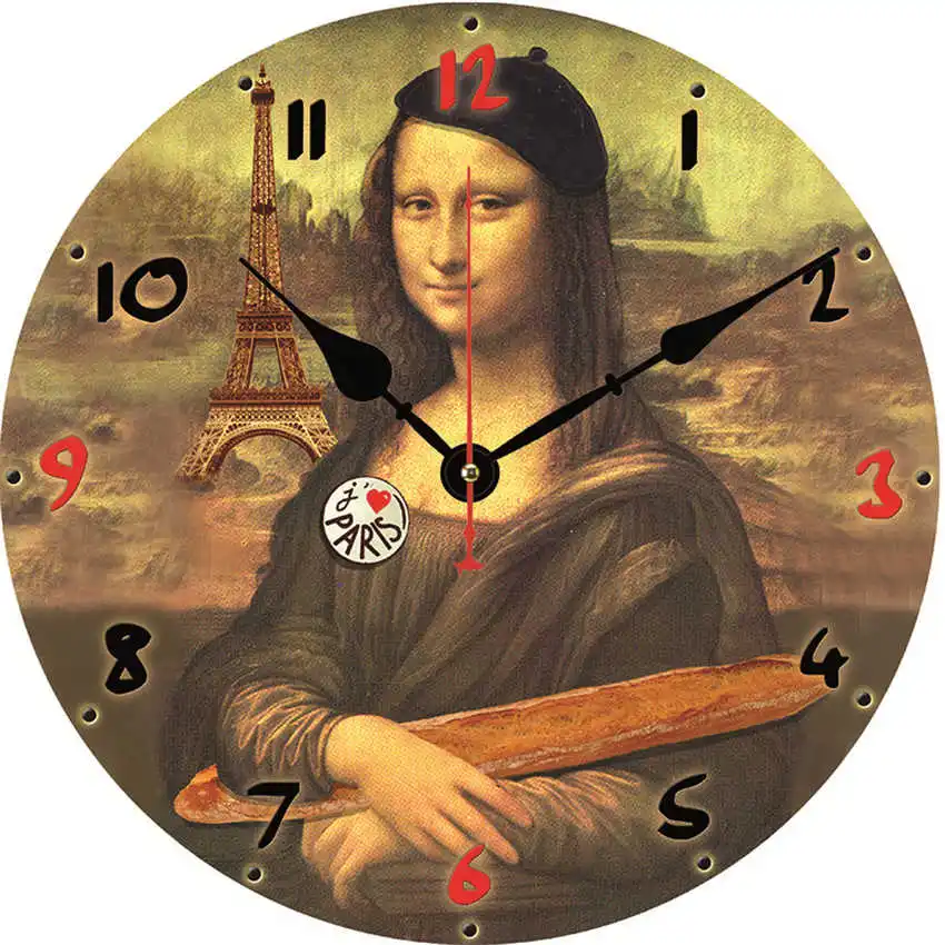 Woman Clock G Парижская башня настенные часы, настенные часы Бесшумный ход, круглые Настенные часы, потертые ретро дома для декора кухни, duvar saati - Цвет: Woman Clock G
