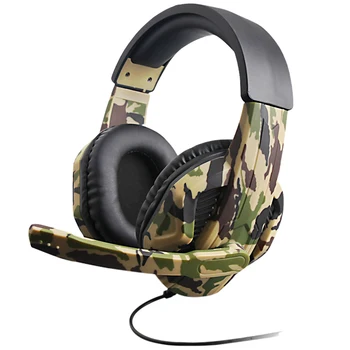 

Gaming Headset Volume Control Converter Cable Calling Camouflage Noise Reduction With Microphone 3.5mm Soft Earmuffs Smart Phone