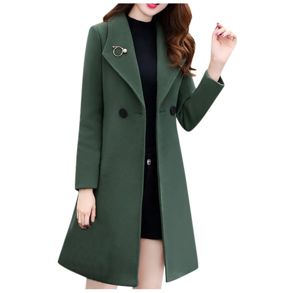 Страуса осень и зима шерстяное пальто женское средней длины Новое корейское темпераментное женское популярное шерстяное пальто N30 - Цвет: Армейский зеленый
