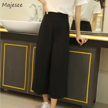 

Pants Women Wide Leg Trousers Womens Pleated Ankle-length Loose Causal Elastic Waist Daily Ladies All-match High-waist Hot Sale