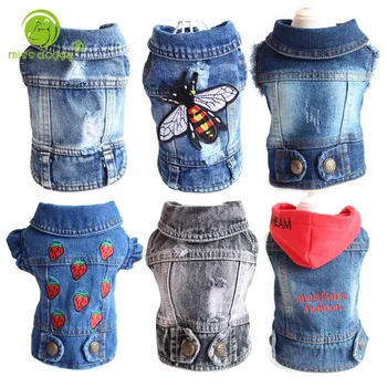 

2020 Fashion Cowboy Dog Vest Denim Dog Clothes Jacket Clothing for Dogs Casual Jeans for Dachshund Bichon Shih Tzu Pitbull