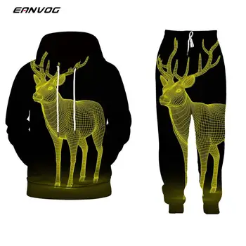 

3D Print animal Pattern Men's Hooded Sweatshirt Trousers Casual Clothes Sets 3D Print Casual Hooded Pullover Hoodies +Pants