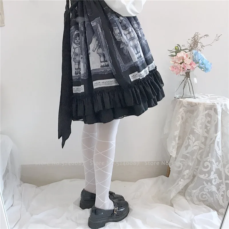 Японский стиль для девочек кавайный сарафан Лолита Принцесса Чай Вечерние платья для женщин сладкий лук гофрированные куклы горничной аниме косплей костюмы футболка