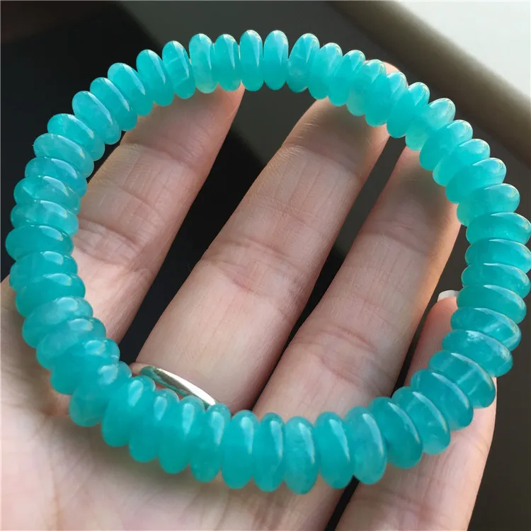 

Natural Amazonston Bracelets Spacer Abacus Beads Bracelets Sky Blue Matte Transparent Fashion Crystal Accessories