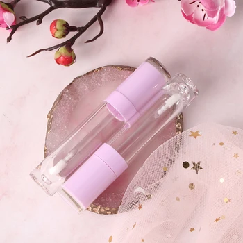 

Empty Round Lip Gloss Tube With Wand Applicator Refillable Plastic Lipstick Lip Balm Bottles Vials Diy Container Acrylic