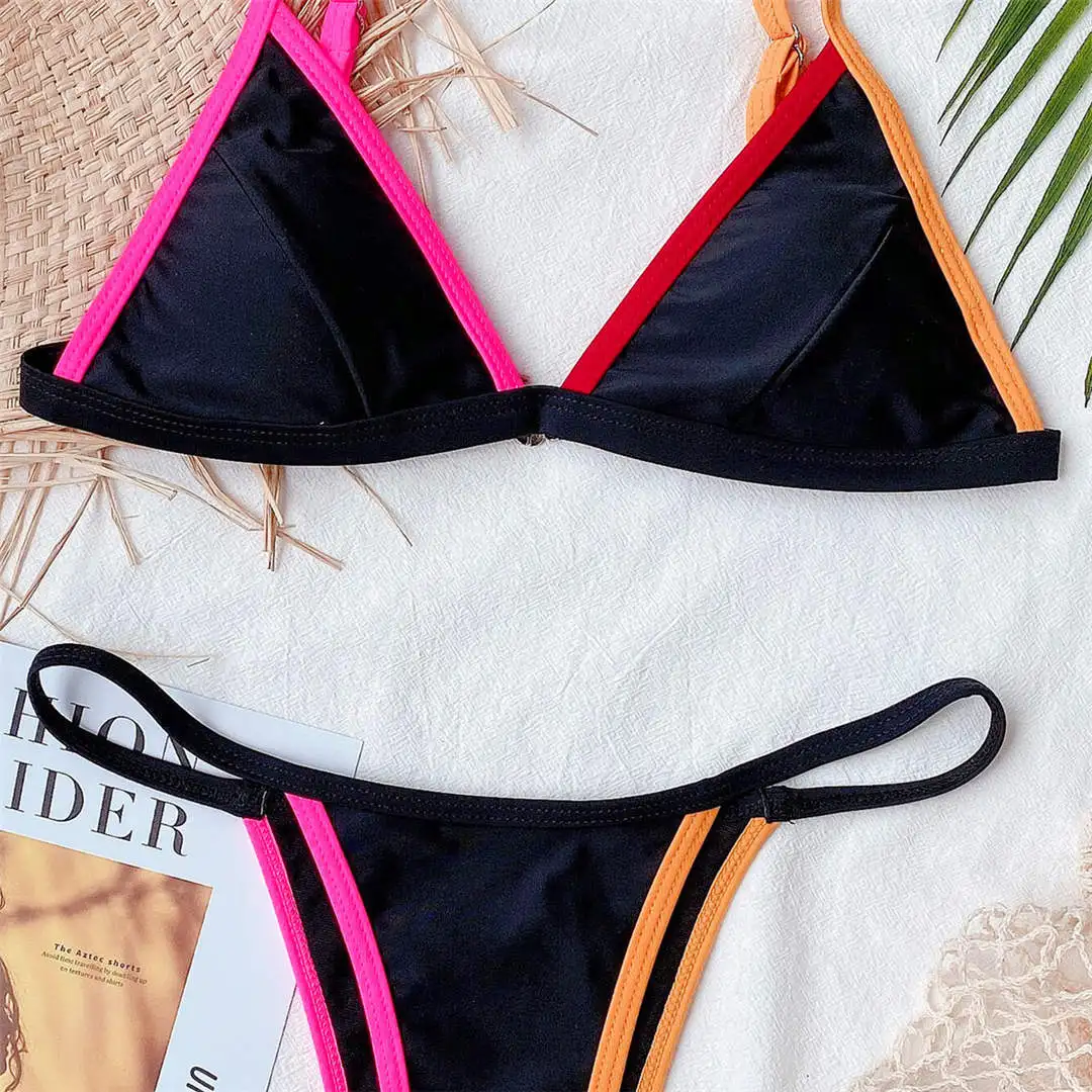 2020 Neon Green Bikini Women Swimwear Female Swimsuit Two-pieces Bikini set High Leg Cut Thong Bather Bathing Suit Swim V2445