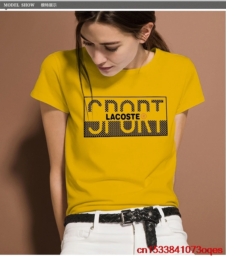 Lacoste- New Original Brand T Shirt Women Tops Summer Short Sleeve Fashion T-shirt 100% Cotton Tshirt 2LA117