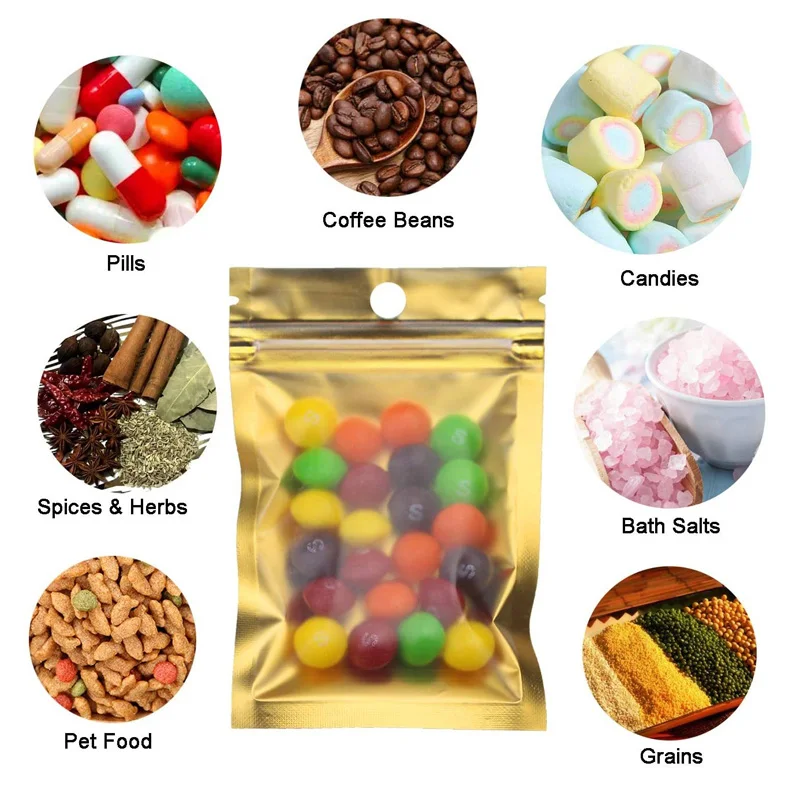 1000 Teile/los 11 Größe Gold Mylar Zip-Lock Taschen Aluminium Folie Taschen Metallic Folie Mylar Flache Mini Ziplock Tasche Großhandel – Detail 3