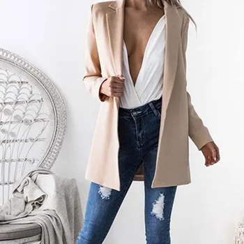 

Casual Mid Lapel Long Sleeve Cardigan Slim Coats And Jackets Women 2020 New Women Lady Long Sleeve Jackets Suit Coat