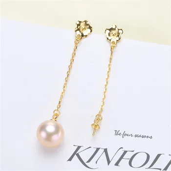 

DIY Pearl Stud Earrings Holder S925 Sterling Silver Earrings Settings Women DIY Earrings Jewelry Findings