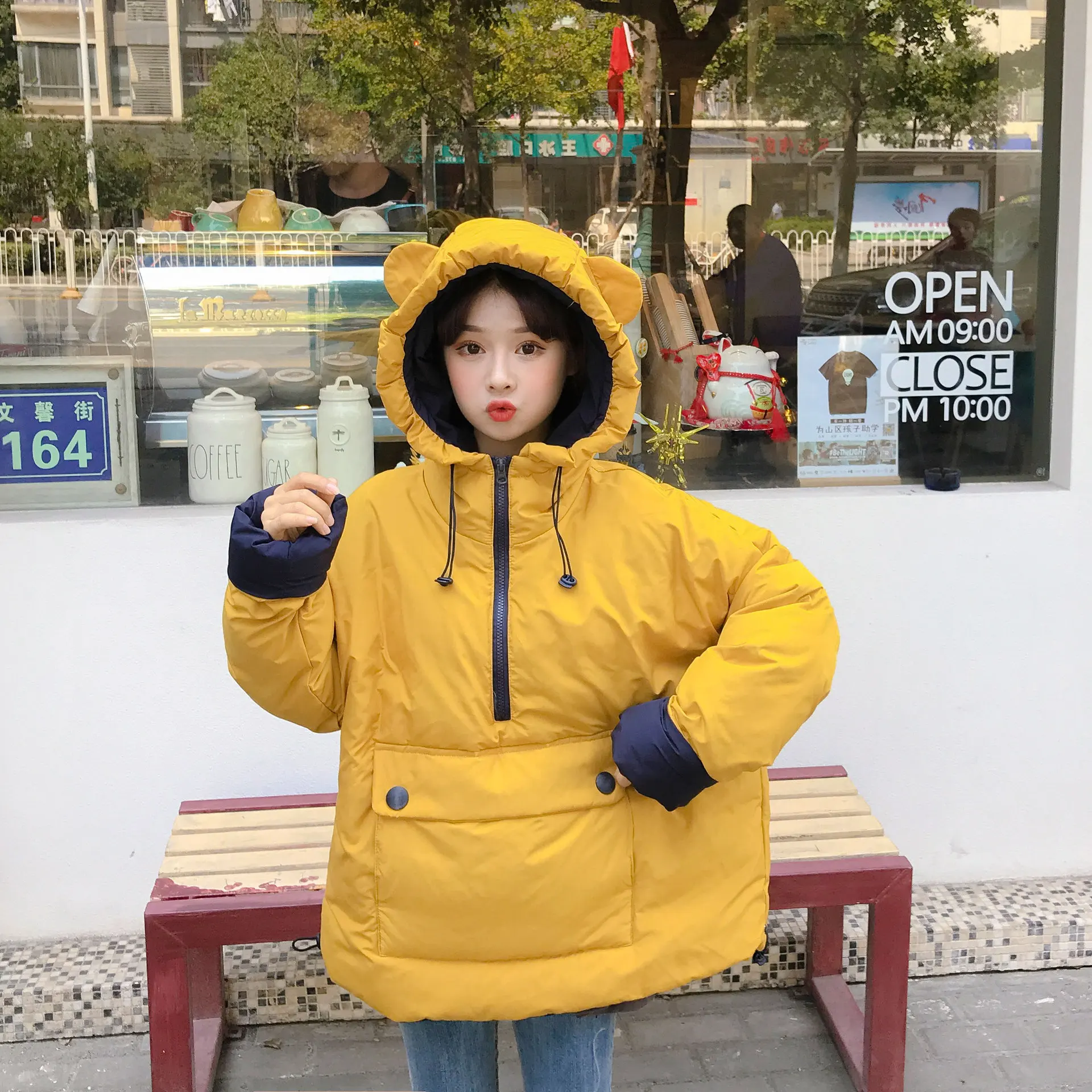Стиль, корейский стиль, студенческий свободный крой, BF Harajuku, ветровка, пуховик, одежда с хлопковой подкладкой, укороченная куртка