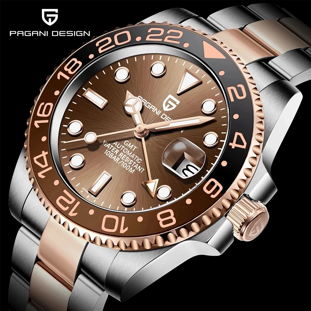 

Часы PAGANI DESIGN GMT классические роскошные мужские механические наручные часы с сапфировым стеклом из нержавеющей стали водонепроницаемые автоматические часы 40 мм