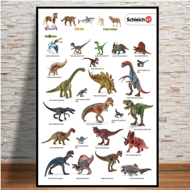 Impressão de pintura de dinossauro 9 peças Garnetk em tela de arte