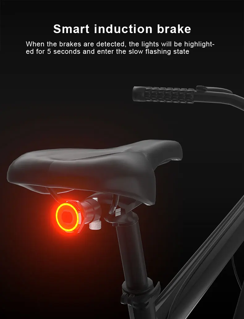 X-Tiger จักรยานด้านหลัง IPx6กันน้ำ LED ชาร์จสมาร์ทจักรยานเบรคอัตโนมัติ Sensing Light อุปกรณ์เสริมจักรยานไฟท้าย