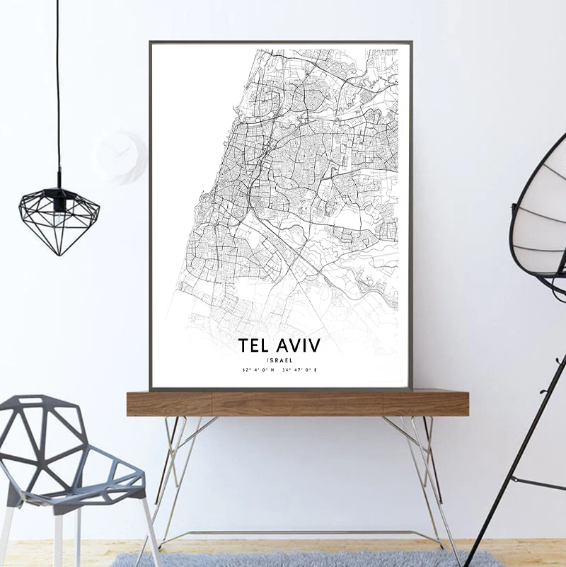 Tel-Aviv-Map-Print-Israel-City-Street-Road-Map-Black-White-Canvas-Poster-Black-White-Wall (2)