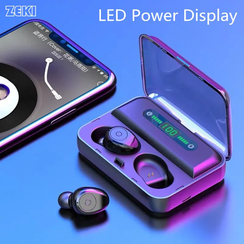 ZEKI светодиодный Мощность Дисплей True Беспроводной наушники-вкладыши TWS с 5 0 auriculares
