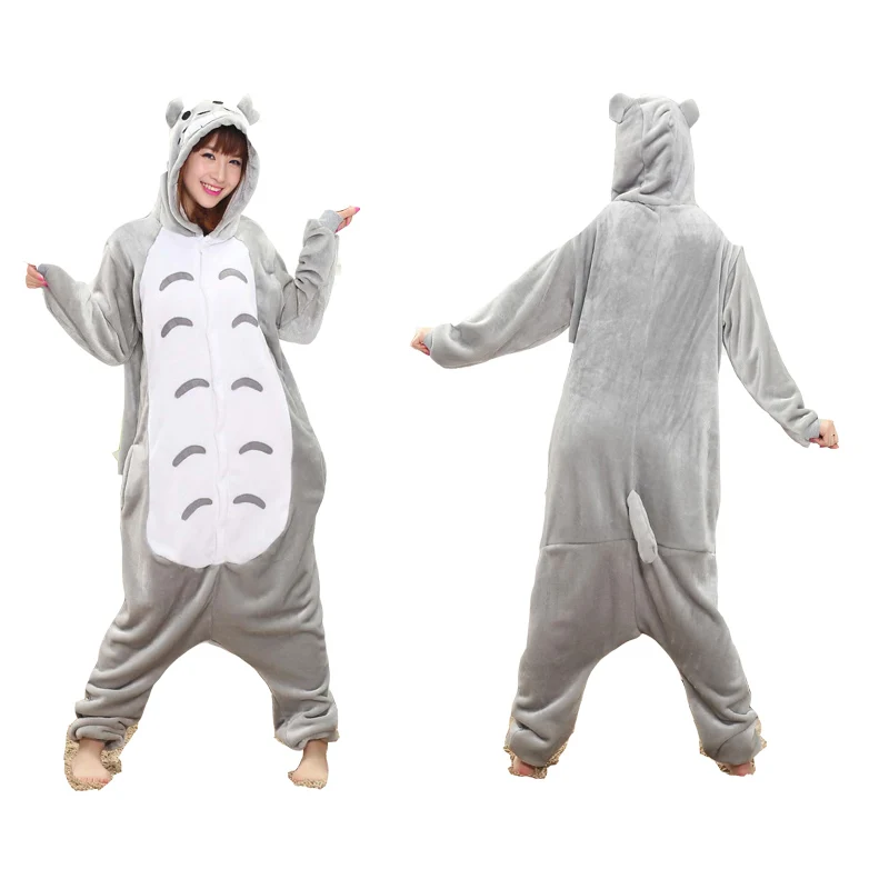 Kigurumi Onesie аниме женские костюмы косплей мультфильм животных пижамы Ститч звезда Единорог кролик зима теплый с капюшоном - Цвет: Totoro