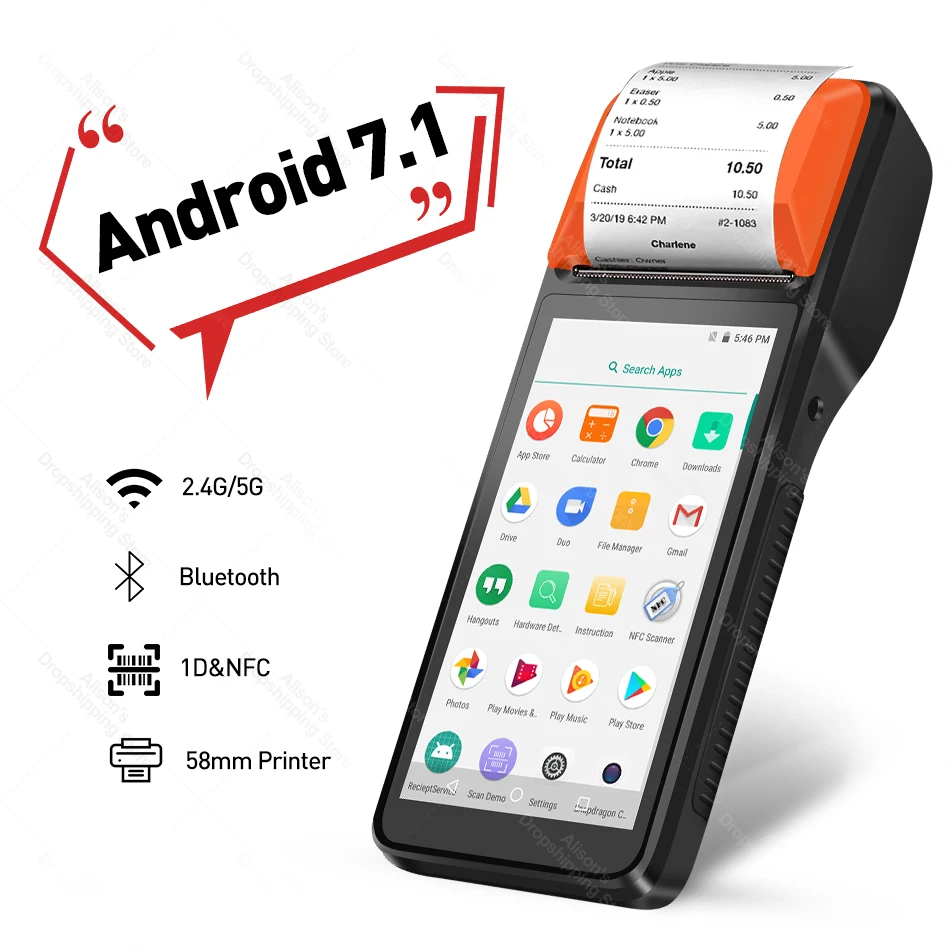 Android PDA POS чековый счет термальный Wifi Bluetooth Мобильный принтер 58 мм беспроводной ручной терминал pda камера