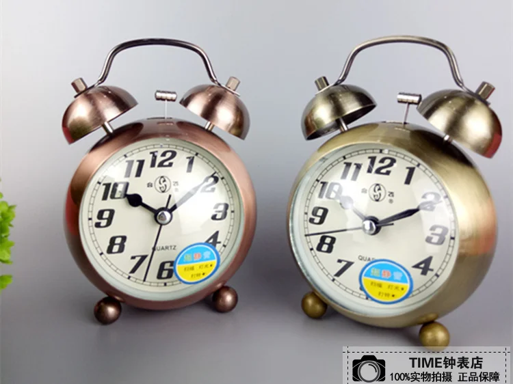 Mécanique 10X7CM - Réveil mécanique rétro en métal doré, horloge de