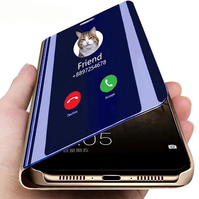 Умный зеркальный флип-чехол для телефона Huawei P40 P30 P20 Mate 20 Pro Lite Y5 Y6 Y7 Y9 Prime 2019 P Smart Plus Z