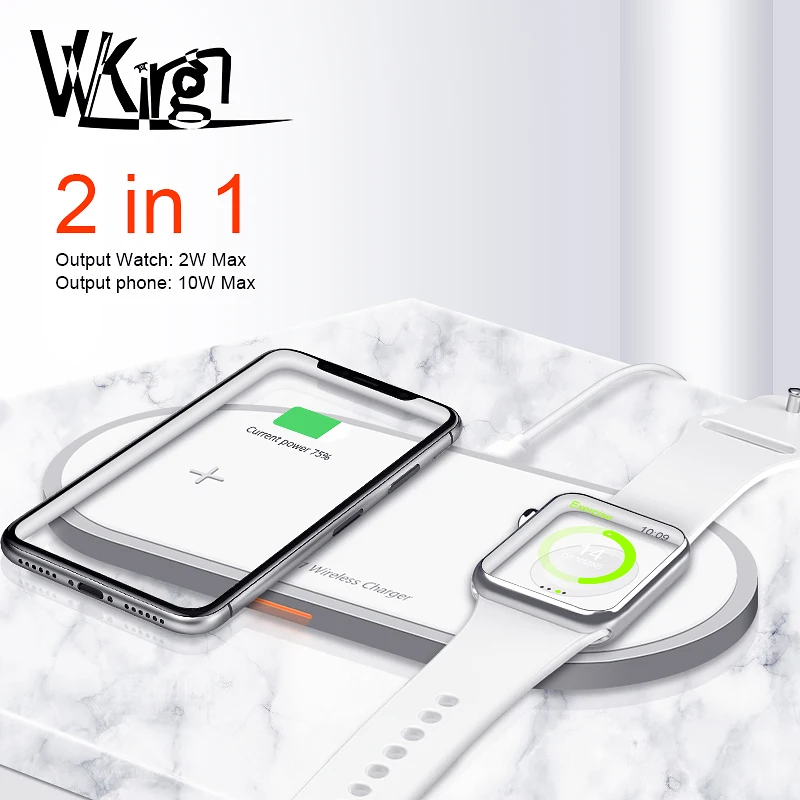 Cena VVKing bezprzewodowa ładowarka samochodowa do iPhone Xs Max Samsung S9 do zegarka Apple Watch 4 3 2 1 bezprzewodowa ładowarka magnetyczna 2 w 1 szybka ładowarka