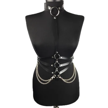 

2020 New Punk Metal Chain Leather Belts For Sexy Women Waist Belt Ladies Garters Bondage Suspenders Accessories Ceinture Femme