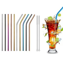 2 шт/4 шт красочные соломинки из нержавеющей стали прямые и изогнутые многоразовые фильтры с кистью DIY чайные, кофейные инструменты