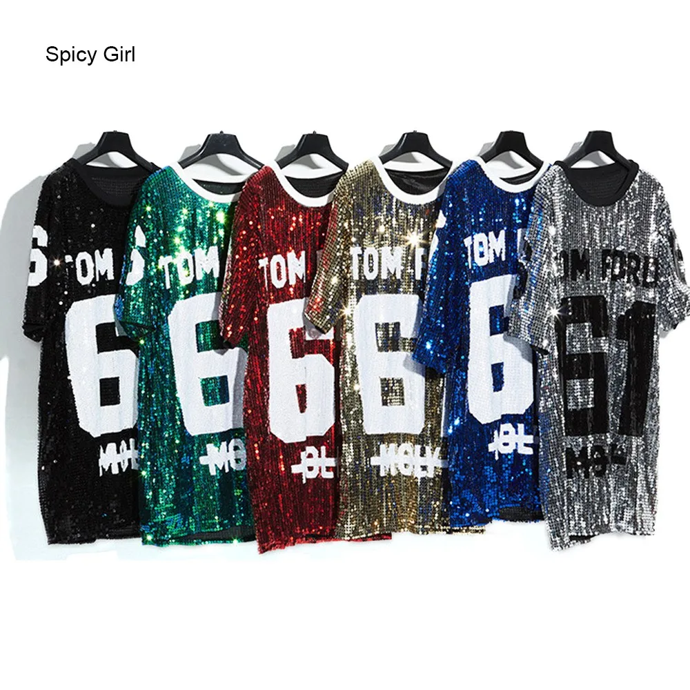 Woman Club Dresses Sequin T Shirt Dress 