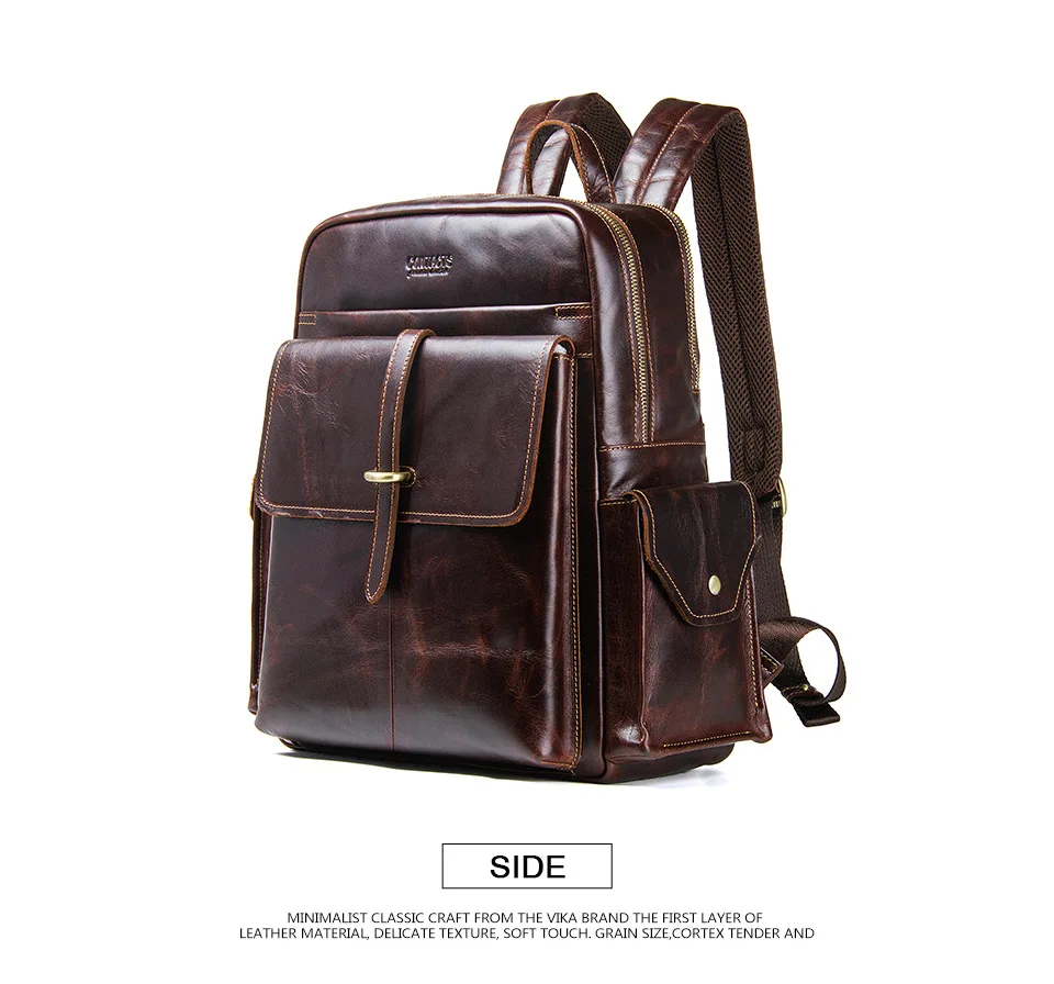 Роскошный дизайнерский рюкзак кофейного цвета из коровьей кожи, винтажный школьный рюкзак, дорожная сумка для мужчин, водостойкий рюкзак