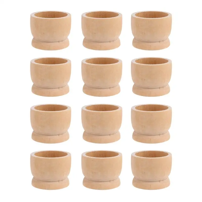 12 pçs clássico páscoa titular do ovo de madeira crianças diy ovos bandeja de mesa segurando copos madeira ovo ferramenta suprimentos festa páscoa