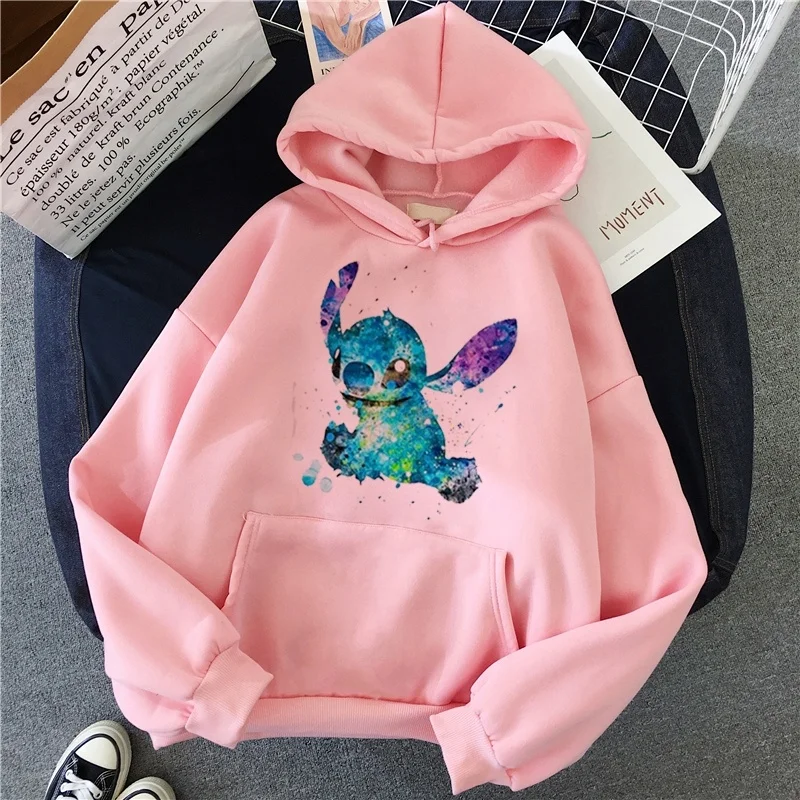 Lilo Stitch толстовки женские Kawaii Harajuku свитшоты для женщин хлопковые повседневные длинные свитшоты Большие размеры Хлопковая женская одежда