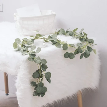 

2 Pcs Accessories: 1 Pcs Artificial Vines Faux Silk Eucalyptus Garland & 1 Pcs Iron Art Storage Basket With Lining