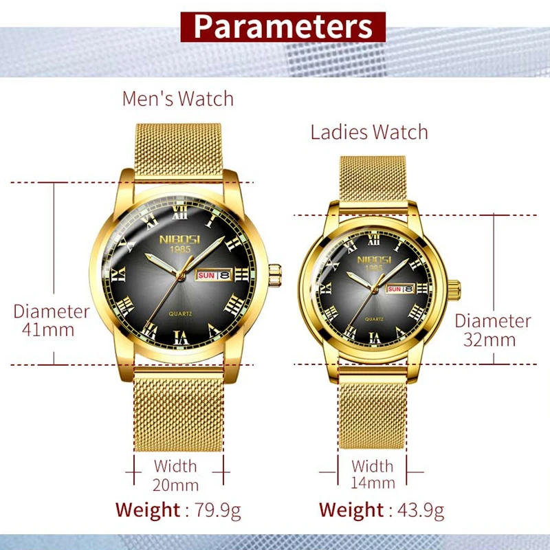 NIBOSI часы для пары роскошные золотые водонепроницаемые светящиеся кварцевые наручные часы пара подарок для влюбленных часы для мужчин Reloj Mujer Relogio Feminino