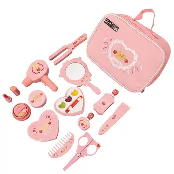 

1 Set Girls Cosmetic Toy Simulation Cosmetic Bag Wooden Toiletries Toy Set Girls Plaything Beauty Fashion Toys