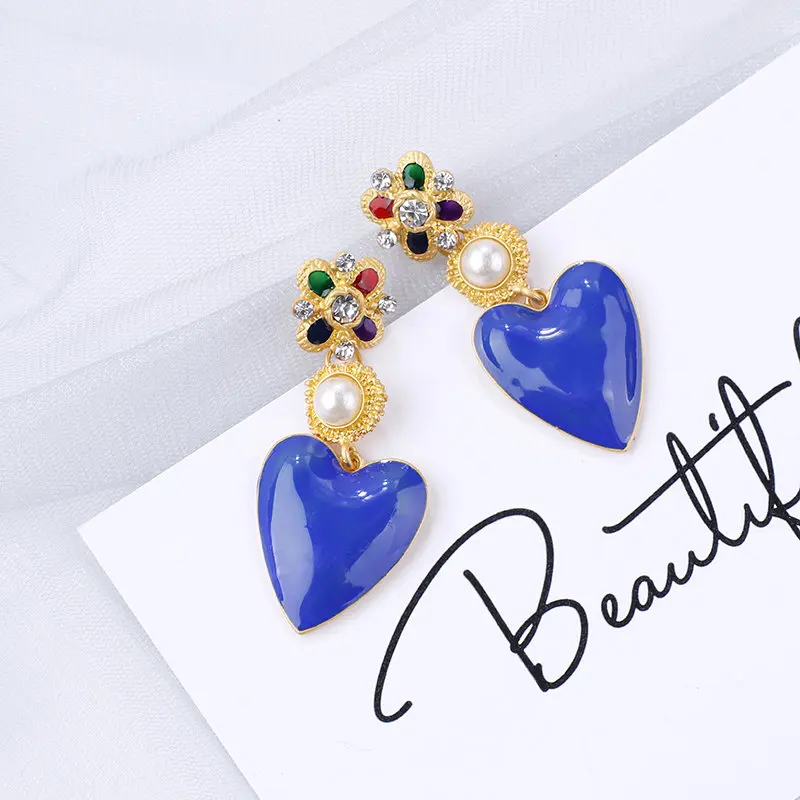 H10236a1cbab54e5fb9193bd16dc89d6cp - AENSOA 2019 Korean Blue Geometric Pendant Earrings Multiple Drop Earrings Trendy Beaded Resin Acrylic Raffia Dangle Earrings