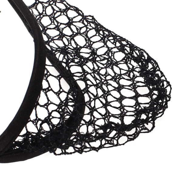  Men's Fishnet Air Permeability Heart-shaped C-string Black Sexy C-string Thong Invisible Underwear Panty for Men 
